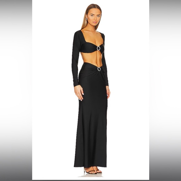 X Revolve Long Sleeve Bustier Gown in Black - Khanums - Picture 2 of 6